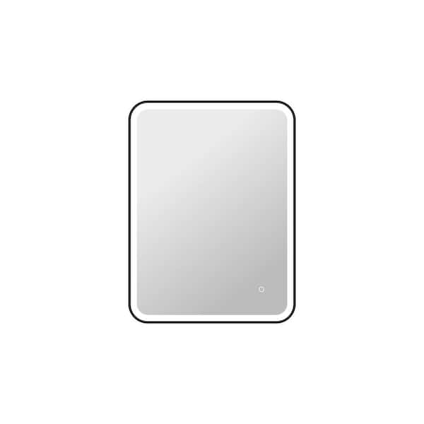 27 in. W x 36 in. H Rectangle Framed LED Wall Mirror in Black