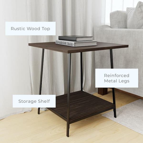 Um Oak Rectangle Metal, Sofa End Tables With Storage Uk
