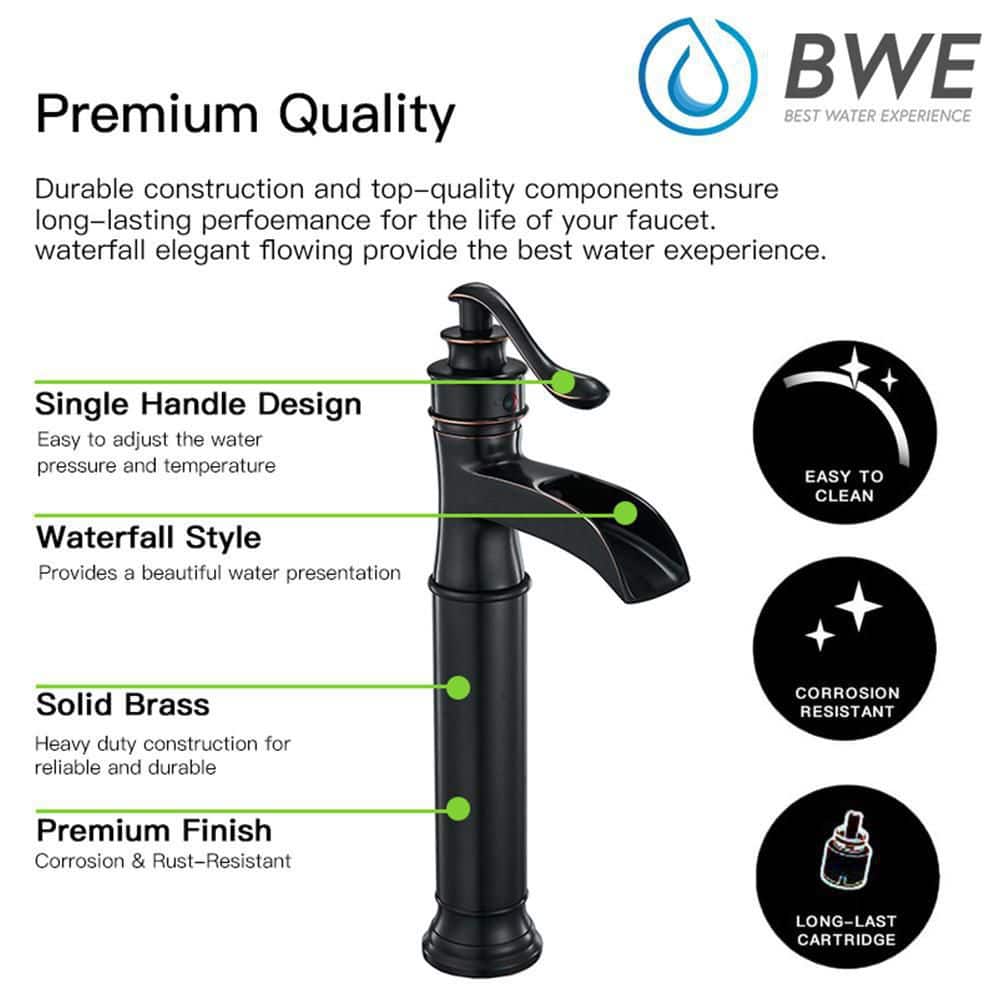 Oil-Rubbed Bronze Single Handle Waterfall Vessel Faucet