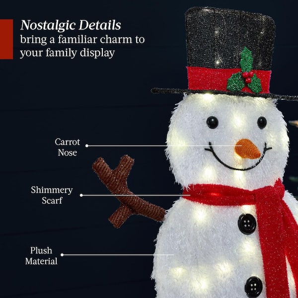 Best Choice Products 48 in. White LED 3-Piece 2D Lighted Snowman