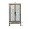 Tall wooden cabinet with dimensions and detailed pattern.