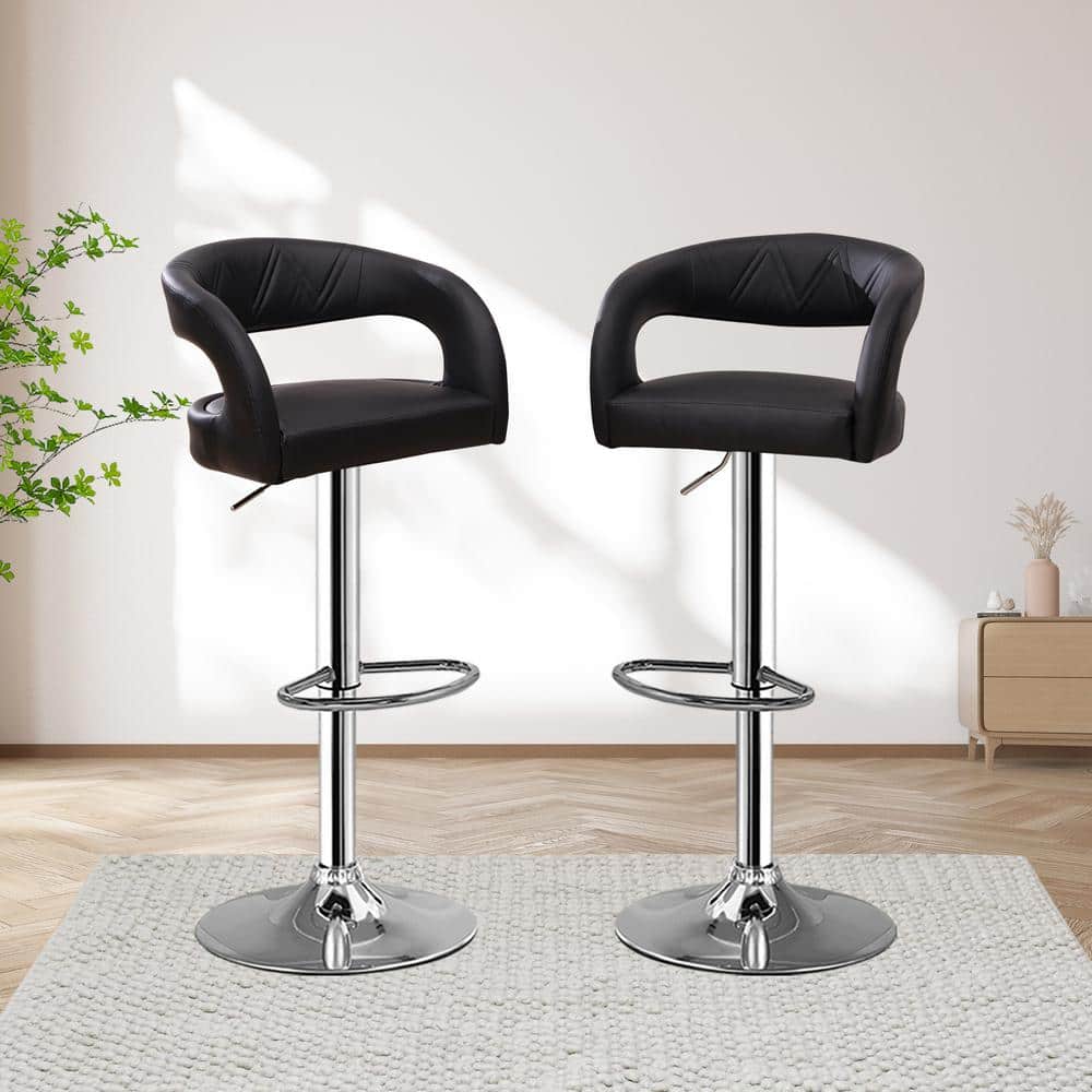 VECELO Bar Stools Adjustable Swivel Modern PU Leather Barstools