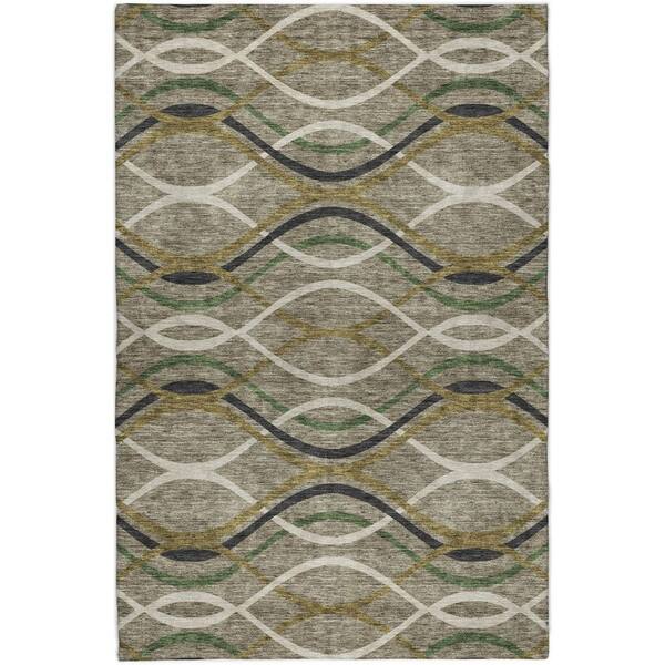 Dream Shag Premium Machine Washable Abstract ADS757 Taupe 10 ft. x 14 ft. Area Rug