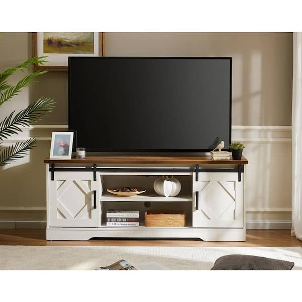 WAMPAT Modern TV Stand for up to 100 inch 2 in 1 Entertainment Center TV  Console with Storage Cabinets Media Console for Living Room