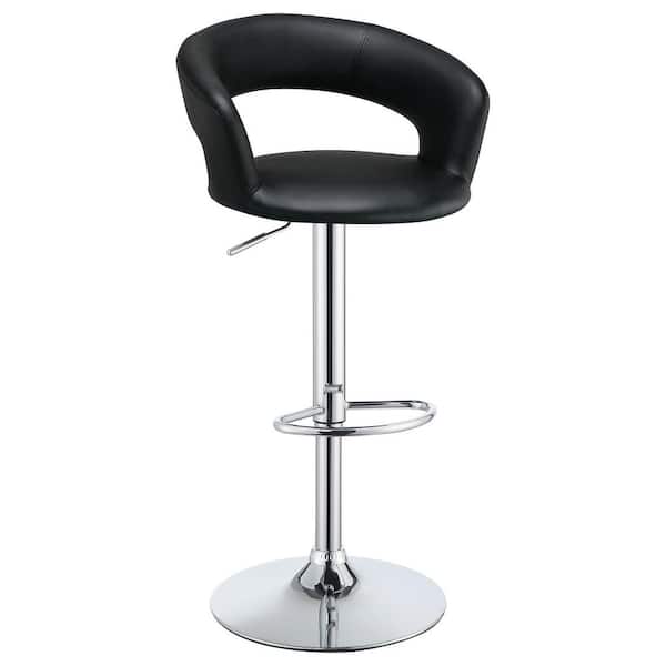 Coaster 29 in. Black and Chrome Upholstered Bar Stool with Adjustable Height