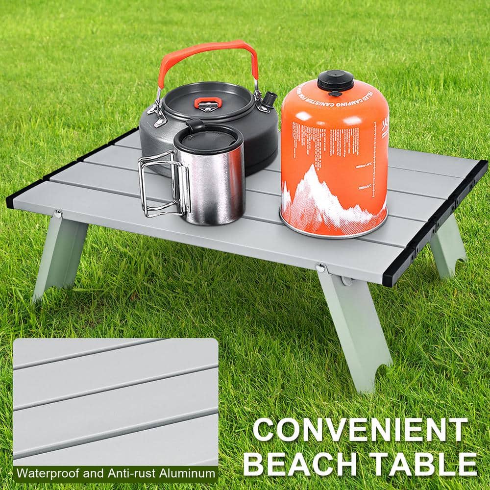 Multicolor Aluminum Folding Beach Chair Set with Side Table