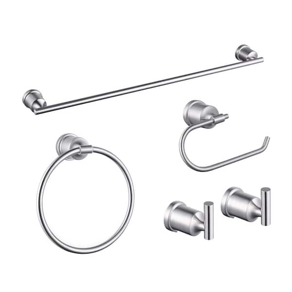 ARCORA 5 -Piece Bath Hardware Set with Mounting Hardware in Brushed Nickel