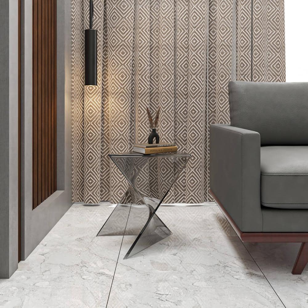 Randolph 15.75" Smoke Gray Plastic Triangular Accent Side Table