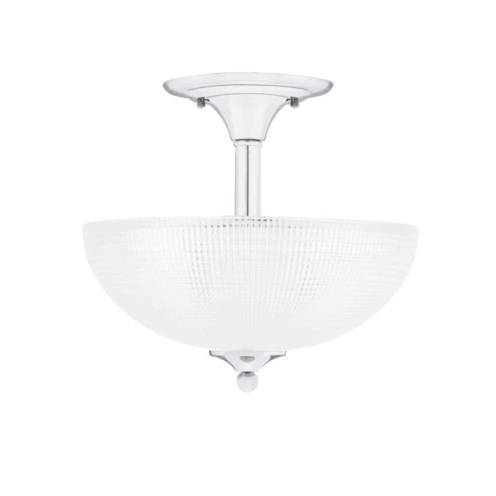 Bristol 13 in. 2-Light Chrome Transitional Semi-Flush Mount with 13 in. Cle