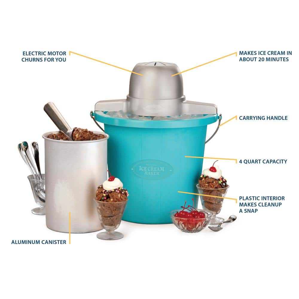 Nostalgia 4-Quart Blue Plastic Electric Ice Cream Maker