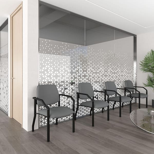 Antimicrobial Vinyl, Lumbar Support, Guest Chair in Gray with Arms and 300 Lb Capacity