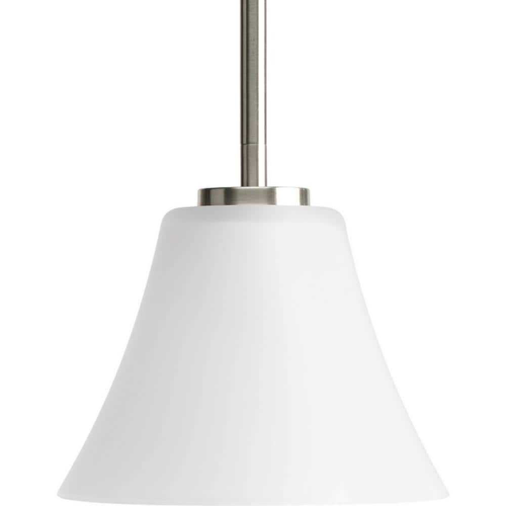 Bravo Brushed Nickel Mini Pendant with Etched Glass Shade