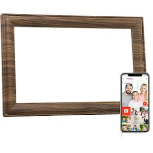 10.1 in. WiFi Digital Picture Frame with 16GB Storage, Wall Mountable, Auto-Rotate in Brown Wood