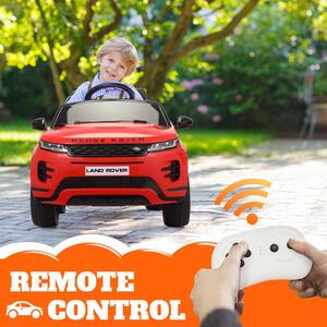12-Volt Licensed Land Rover Kids Ride On Car with Remote Control and Music in Red