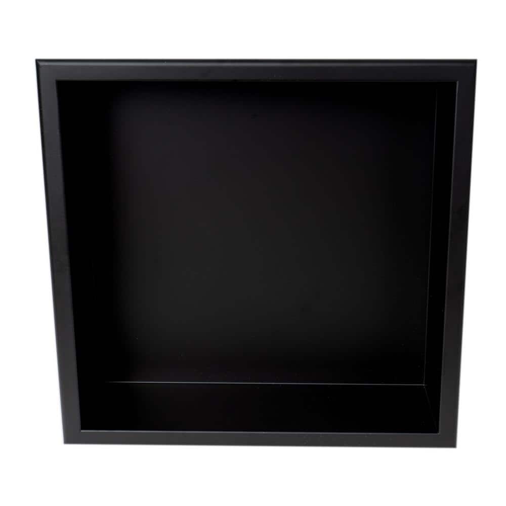 16" Black Matte Stainless Steel Wall Mount Shower Niche