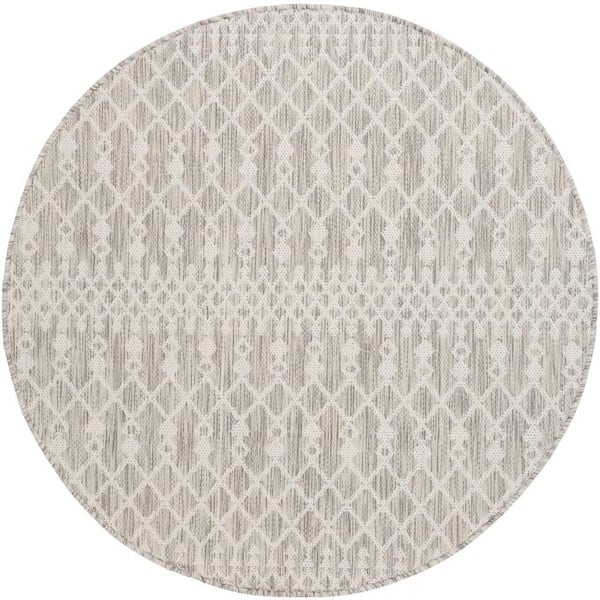Positano Light Grey 6 ft. Round x 6 ft. Moroccan Contemporary Round Area Rug