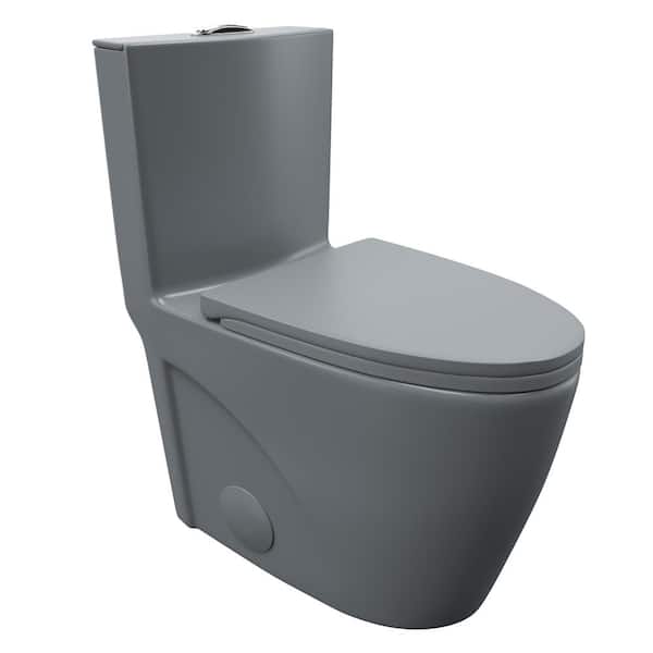 Eridanus Reno 1-Piece 1.1/1.6 GPF Siphon Dual Flush Elongated ADA Chair Height Toilet in Charcoal Gray, Seat Included