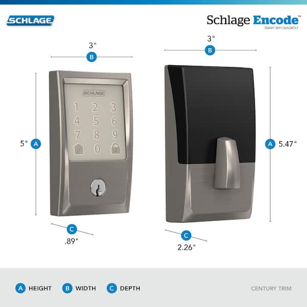 SCHLAGE Encode Satin Brass 1-Cylinder Touch Screen Electronic
