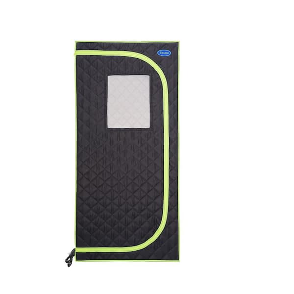 Spygo Moray 1-Person Indoor Plus Type Full Body Black Portable Infrared Sauna Tent with FCC Certification(Green binding)