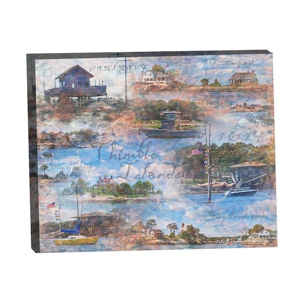 VENICE BEACH Collections Collage of Thimble Island in Stony Creek Branford CT by Grotto Studios Unframed Graphic Print Nature 20 in. x 16 in.