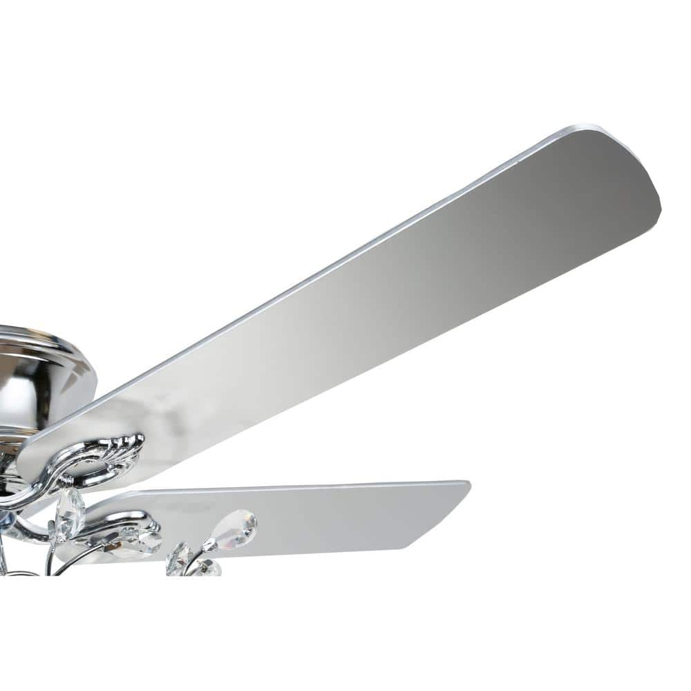 52" Silver Crystal Chandelier Ceiling Fan with Remote and Light Kit