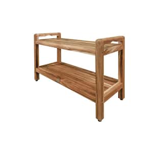 EarthyTeak Classic 35 in. Shower Bench with Shelf And LiftAide Arms