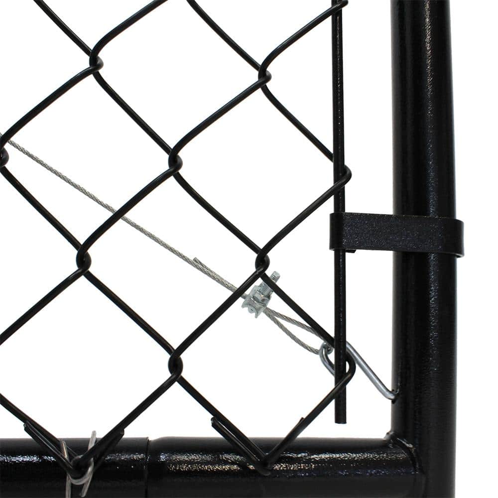 Black Adjustable Chain Link Walk-Thru Gate Kit with Steel Frame