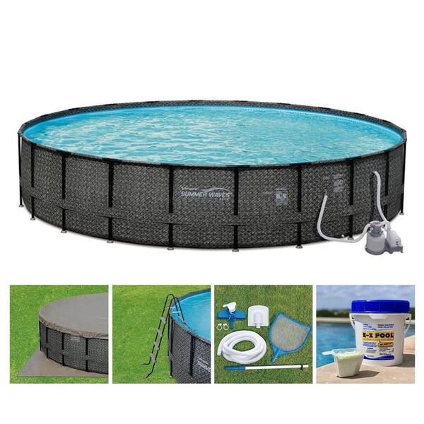 Summer Waves P4A024521 24 ft. x 52 in. Above Ground Round Frame Swimming Pool Set