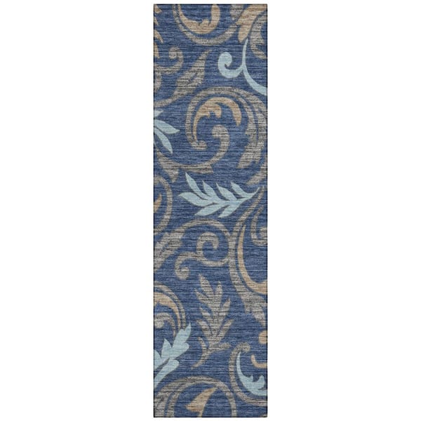 Chantille Machine Washable Indoor/Outdoor Abstract ACN3102 Navy 2 ft. x 7 ft. Runner Rug