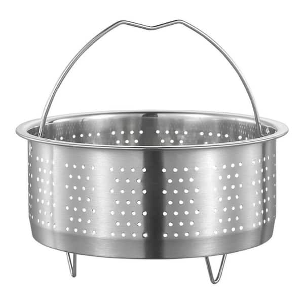 Stainless Steel Steamer Basket Steaming Rack with Handle Silver Metal Colander Strainer Rice Cooker Insert