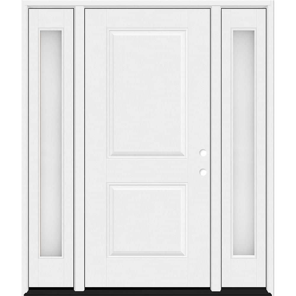 Regency 68 in. x 80 in. 2P Squaretop LHIS Unfinished White Mahogany Fiberglass Prehung Front Door w/Obscure14inSLs4-9/16 price history on PriceWatchPro