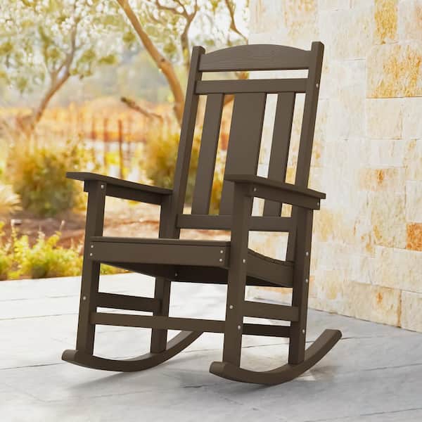 OrangeOne Orlando Coffee Brown Poly Plastic All Weather Resistant Outdoor Indoor Proch Rocker Patio Outdoor Rocking Chair