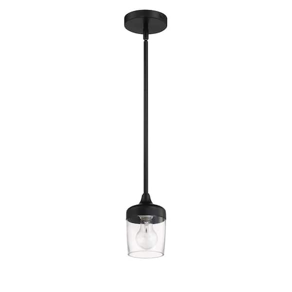 Craftmade Grid Cage Textured Matte Black Traditional Seeded Glass Square Pendant Light