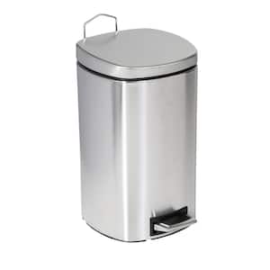 3.17 Gal. Silver Stainless Steel Metal Step-On Trash Can