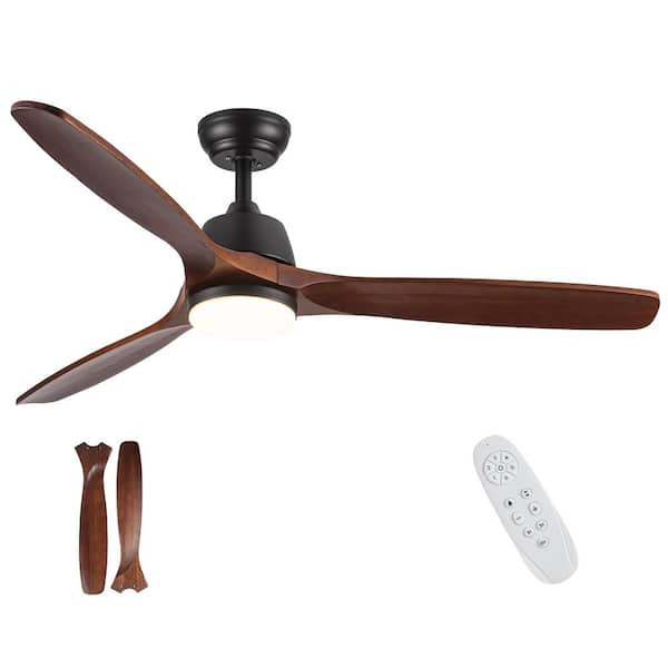 Yuhao Farmhouse 52 In. Integrated Led Indoor Matte Black Ceiling Fan 