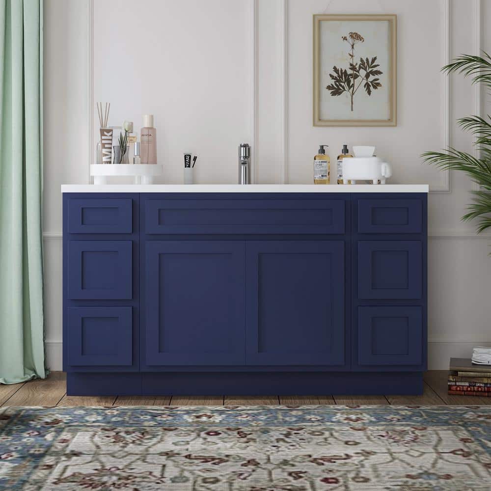 57 in. W x 21 in. D x 32.5 in. H Bath Vanity Cabinet without Top in Blue (Unassembled) price history on PriceWatchPro