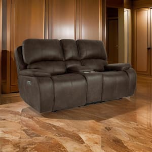 78.7 in. Pillow Top Arm Faux Leather Rectangle Recliner Loveseat Sofa in Brown