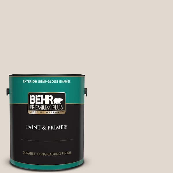BEHR PREMIUM PLUS 1 gal. #N210-1 Taupe Tease Semi-Gloss Enamel Exterior Paint & Primer