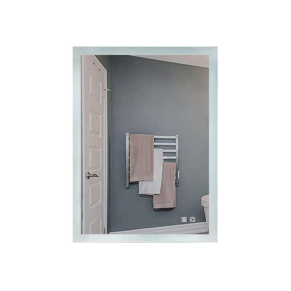 ExBrite 30 in. x 36 in. Frameless Rectangle Vertical Horizontal Mounted Anti Fog Dimmable Back Lighted Bathroom Vanity Mirror