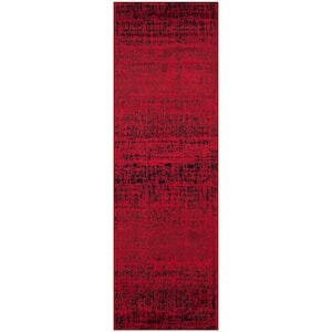 Adirondack Red/Black 3 ft. x 16 ft. Solid Runner Rug