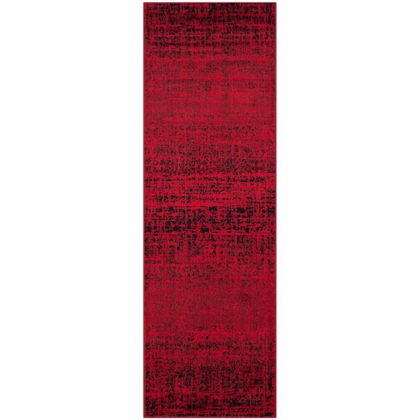 SAFAVIEH Adirondack Red/Black 3 ft. x 16 ft. Solid Runner Rug