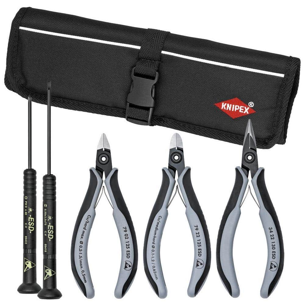 KNIPEX 5-Piece ESD Precision Electronic Tool Set with Electrostatic  Discharge Protection 9K 00 80 11 US The Home Depot