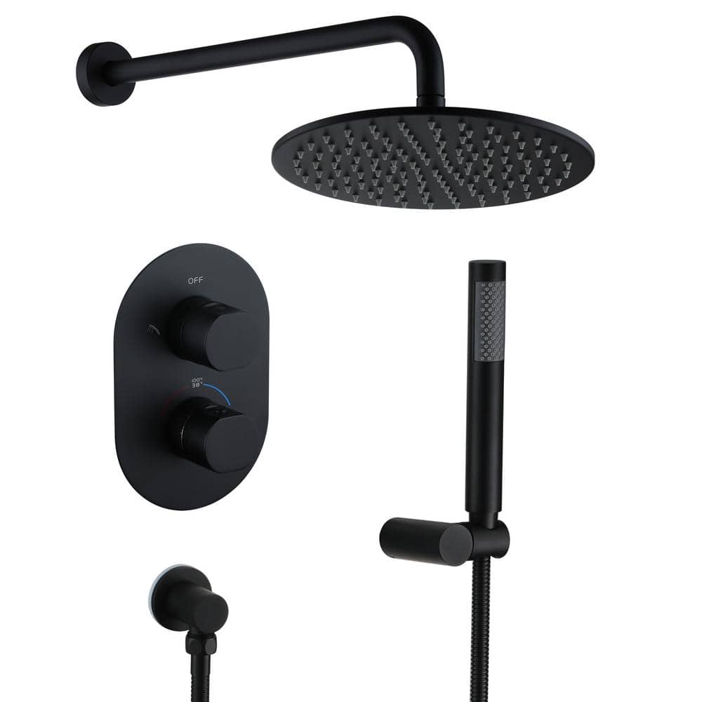 Bathroom Shower System Set 2-Spray Patterns 1.5GPM 10 in. Wall Mount Rain D
