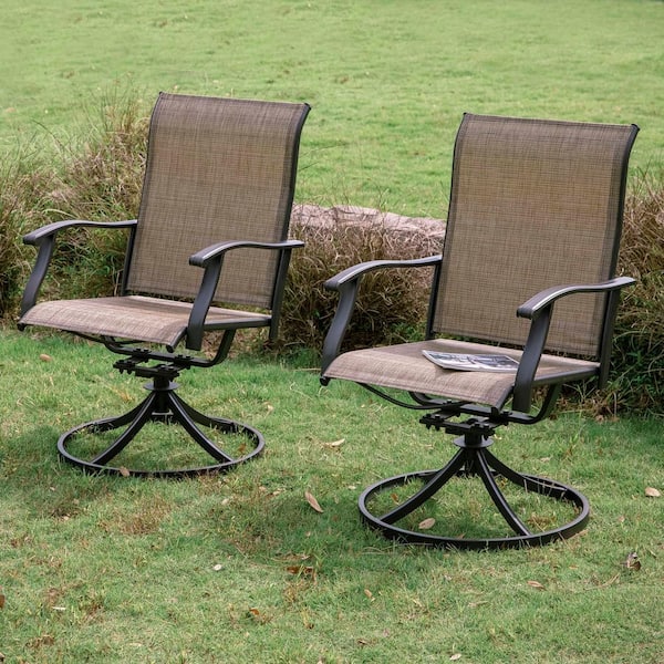 Nuu Garden 2-Piece Swivel Steel Sling Outdoor Patio Dining Chairs