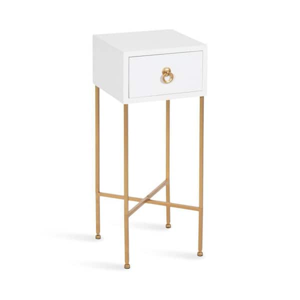 Decklyn 11.75 in. White Square MDF End Table