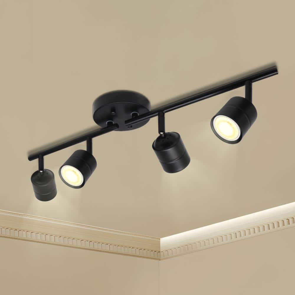 2ft. 4-Light Black LED Ceiling Mounted Hardwired Track Light with Rotating Spotlights & Included 4 LED Bulbs price history on PriceWatchPro