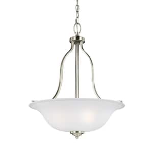 Emmons 3-Light Brushed Nickel Traditional Transitional Hanging Bell Chandelier