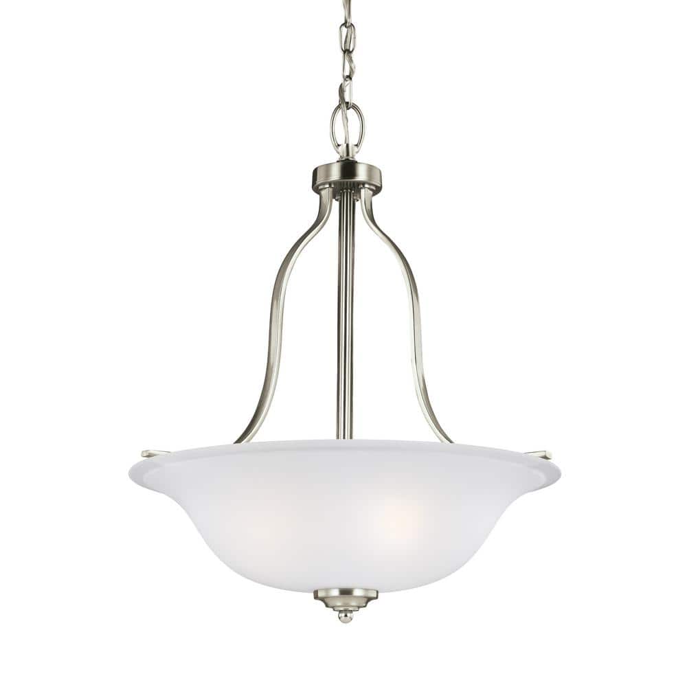 Emmons Brushed Nickel 3-Light LED Pendant with Satin Etched Glass