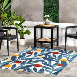 Jenny Floral Blue 8 ft. x 10 ft. Indoor/Outdoor Area Rug