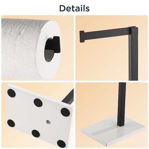 FORIOUS Black Toilet Paper Holder Stand – Freestanding Stainless Steel, Holds 4 Rolls, Farmhouse Bathroom Storage, Matte Black